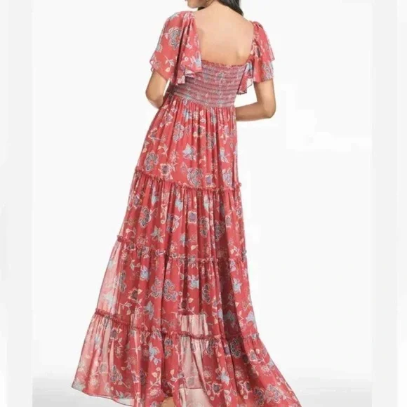 Sachin + Babi The‎ Kara Red floral Ruched Tiered Maxi Dress - Picture 2 of 14